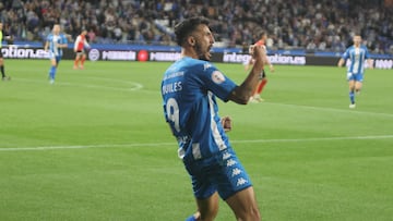 Quiles, celebrando el gol de la victoria ante el Sanse (1-0).