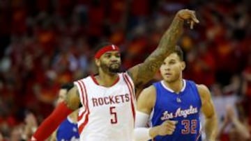 Josh Smith, con la camiseta de los Rockets en los Playoffs de la temporada pasada.