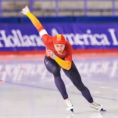 Llop y Milagros, alineación del patinaje de velocidad en su estreno en los Juegos de Invierno