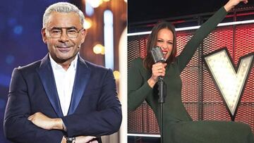Imágenes del presentador Jorge Javier Vázquez en el plató de 'Gran Hermano' y de la presentadora Eva González en el de 'La Voz'