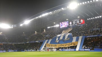 Partido Deportivo de La Coruña - Racing de Santander. tifo, aficion