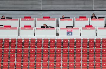 Así ha estado la cabina de prensa en el Red Bull Arena. 