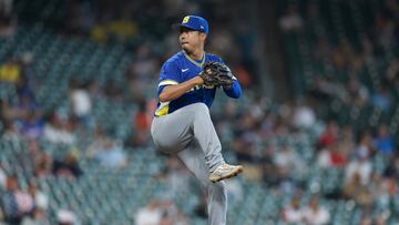 HOUSTON, TEXAS - MARCH 07: Oscar Nakaoshi #41 of the Brazil pitches in the eighth inning against Italy during the 2026 World Baseball Classic Pool B game between Brazil and Italy at Daikin Park on March 07, 2026 in Houston, Texas. Kenneth Richmond/Getty Images/AFP (Photo by Kenneth Richmond / GETTY IMAGES NORTH AMERICA / Getty Images via AFP)