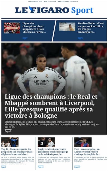 "Mbappé se hunde": las portadas de la prensa tras la derrota del Madrid 