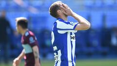 VITORIA-GASTEIZ, SPAIN - APRIL 04: Florian Lejeune of Deportivo Alaves reacts during the La Liga Santander match between Deportivo Alaves and RC Celta at Estadio de Mendizorroza on April 04, 2021 in Vitoria-Gasteiz, Spain. Sporting stadiums around Spain r