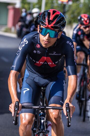 Egan Bernal, Richard Carapaz, Andrey Amador, Jonathan Castroviejo, Michal Kwiatkowski, Luke Rowe, Pavel Sivakov y Dylan van Baarle entrenan para el Tour de Francia 2020.