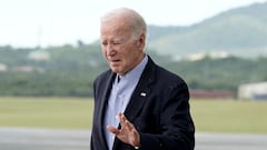 U.S. President Joe Biden arrives onboard Air Force One at Henry E. Rohlsen Airport, St. Croix, U.S. Virgin Islands, U.S., December 27, 2023. REUTERS/Elizabeth Frantz