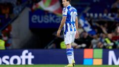 SAN SEBASTIAN, SPAIN - DECEMBER 31: Mikel Oyarzabal of Real Sociedad looks on during the LaLiga Santander match between Real Sociedad and CA Osasuna at Reale Arena on December 31, 2022 in San Sebastian, Spain. (Photo by Ion Alcoba/Quality Sport Images/Getty Images)