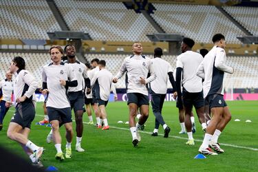 MBappé durante el entrenamiento.