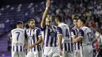Aguado hizo una partidazo en el Real Valladolid-Alcorcón y marcó el primer gol.