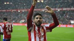 Carmona celebra un gol con el Sporting de Gij&oacute;n. 