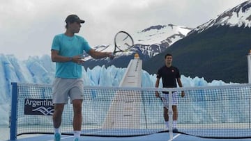 Exhibición de Nadal y Djokovic frente al Glaciar Perito Moreno