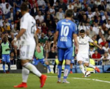 James aportó un tanto en la goleada ante el Getafe. Fue su último gol con el Madrid en la temporada 2014-2015.