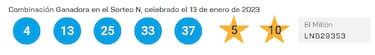 Euromillones: comprobar los resultados del sorteo de hoy, viernes 13 de enero