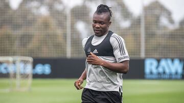 Joseph Aidoo durante un entrenamiento con el Celta.