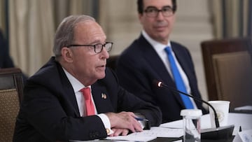 Larry Kudlow participates en la Casa Blanca, en Washington DC, USA. Junio 18, 2020.