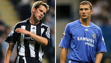 Michael Owen (Newcastle) y Andriy Shevchenko (Chelsea).