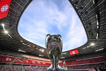 El trofeo de la Champions League se convirtió en es pectador de lujo en el Allianz Arena donde presenció el partido entre el Bayern y Real Madrid.