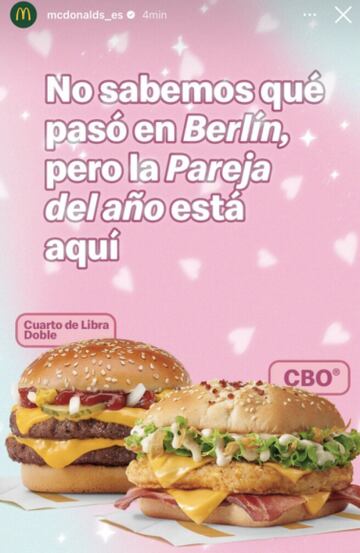 McDonalds: campaña sobre Aitana Ocaña y Sebastián Yatra en San Valentín.