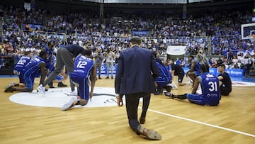 BURGOS, SPAIN - MAY 14: President Felix Sancho of Hereda San Pablo Burgos during ACB League match between Hereda San Pablo Burgos and Urbas Fuenlabrada at Coliseum Burgos on May 14, 2022 in Burgos, Spain. (Photo by Borja B. Hojas/Getty Images)