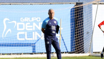 Sergio Pellicer en un entrenamiento del Málaga.