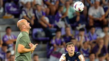 11-08-2023. MIGUEL ÁNGEL RAMÍREZ, ENTRENADOR DEL SPORTING, DURANTE EL PRIMER PARTIDO DE LIGA PARA EQUIPO, EN VALLADOLID, QUE ACABÓ PERDIENDO POR 2-0.