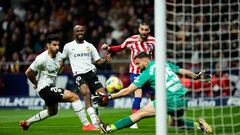 Yannick Carrasco left winger of Atletico de Madrid and Belgium shooting to goal during the La Liga Santander match between Atletico de Madrid and Valencia CF at Civitas Metropolitano Stadium on March 18, 2023 in Madrid, Spain. (Photo by Jose Breton/Pics Action/NurPhoto via Getty Images)