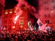 El centro de Sarajevo durante la clasificación de Bosnia al Mundial 2026.