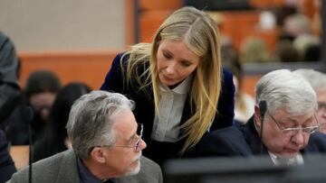 Gwyneth Paltrow touched Terry Sanderson’s shoulder and whispered something to him as she left court on Thursday.