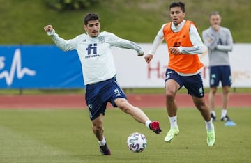 Gerard Moreno, durante un entrenamiento de España.