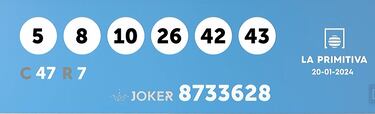 La Primitiva: comprobar los resultados del sorteo de hoy, sábado 20 de enero
