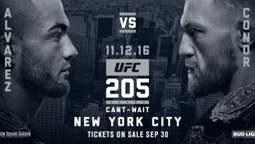 Cartel promocional del combate entre Eddie Álvarez y Conor McGregor del próximo UFC 205 en el Madison Square Garden de Nueva York.