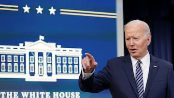 U.S. President Joe Biden takes a question after announcing the release of 1 million barrels of oil per day for the next six months from the U.S. Strategic Petroleum Reserve, as part of administration efforts to lower gasoline prices, at the White House in Washington, U.S., March 31, 2022. REUTERS/Kevin Lamarque