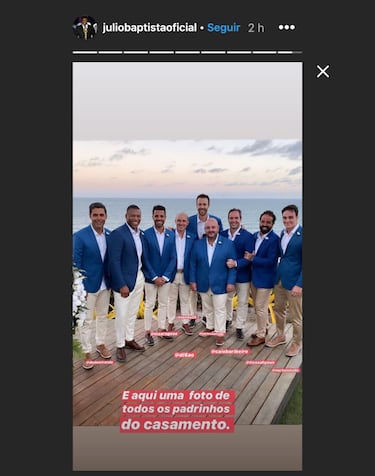 Los padrinos de boda, entre los que estuvo Julio Baptista.