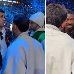 El momento de Rodri y Dembélé con los jugadores del Barça viendo la NBA