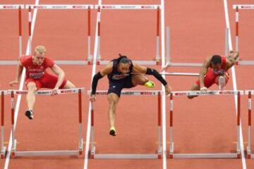 60metros vallas msaculinos, semifinal. Andreas Martinsen de du¡inamarca, Pascal Martinot-Lagarde de Francia y Yidiel Contreras de España.