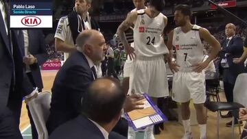 Laso y su ya famosa 'Lasina' en el tiempo muerto: Campazzo, ni caso...