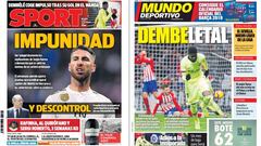Portadas de los diarios Sport y Mundo Deportivo del d&iacute;a 26 de noviembre de 2018.