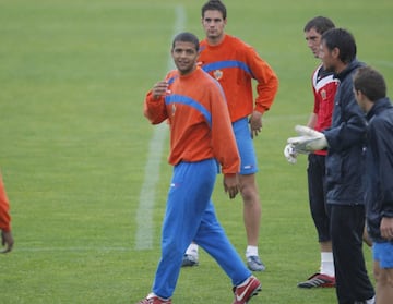 Felipe Melo, en un entrenamiento con el Almería en mayo de 2008.