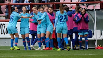 Las jugadores del Atlético celebran el gol.