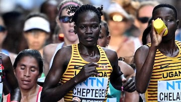 FILE PHOTO: Uganda's Rebecca Cheptegei in action during the women's marathon final at the World Athletics Championship, Budapest, Hungary - August 26, 2023, REUTERS/Dylan Martinez/File Photo