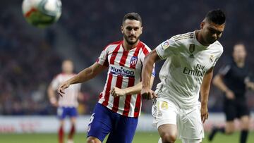 Koke, en un derbi contra el Real Madrid. 