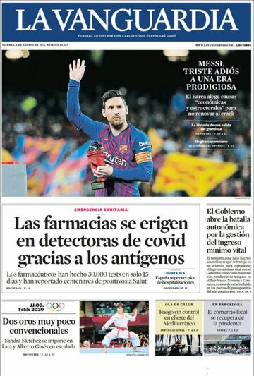 La salida de Messi, en las portadas de los periódicos de medio mundo