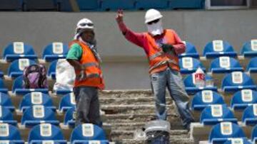 Trabajadores laboran a marchas forzadas para tener a tiempo el inmueble.