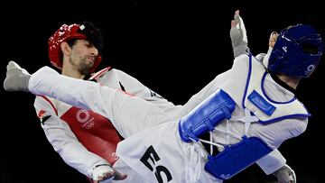 Javier P¨¦rez Polo, durante un combate en Tokio 2020.