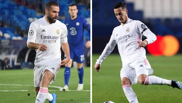 Dani Carvajal y Lucas V&aacute;zquez, laterales derechos del Real Madrid.