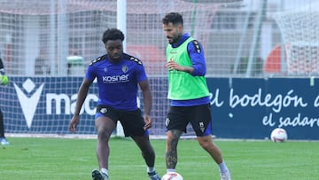 Rubén García durante el entrenamiento de hoy.