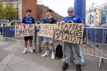 Los seguidores del Chelsea protestan contra la Superliga