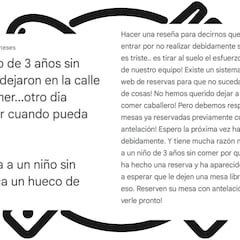 La indignante reseña de un padre: “Que su niño se quede sin comer es su culpa”