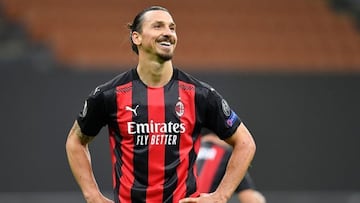 Soccer Football - Europa League - Group H - AC Milan v Sparta Prague - San Siro, Milan, Italy - October 29, 2020 AC Milan&#039;s Zlatan Ibrahimovic reacts after missing a penalty REUTERS/Daniele Mascolo